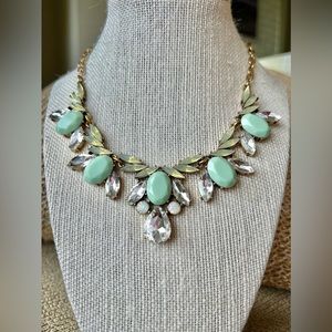 JCREW Vintage Antique Stone Fashion Necklace Statement Necklace Crystal Necklace